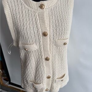Joie Cream Knit Cardigan Vest
